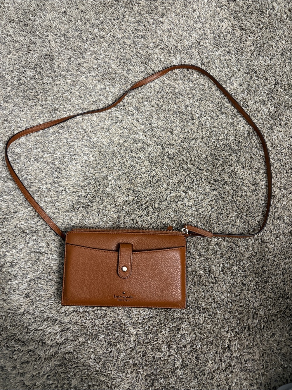 kate spade brown pebbled leather crossbody wallet
